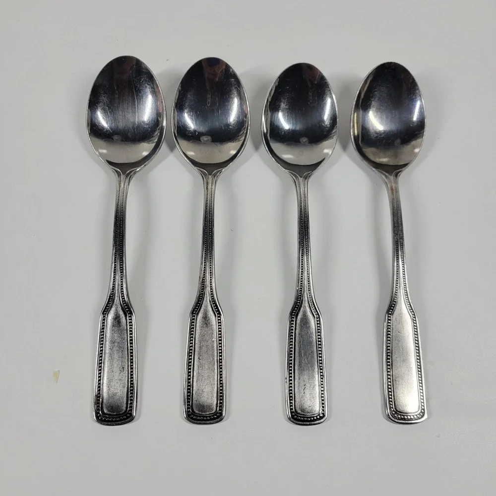 Stainless By Salem 1776‎ Beaded Tablespoons Lot Of 4